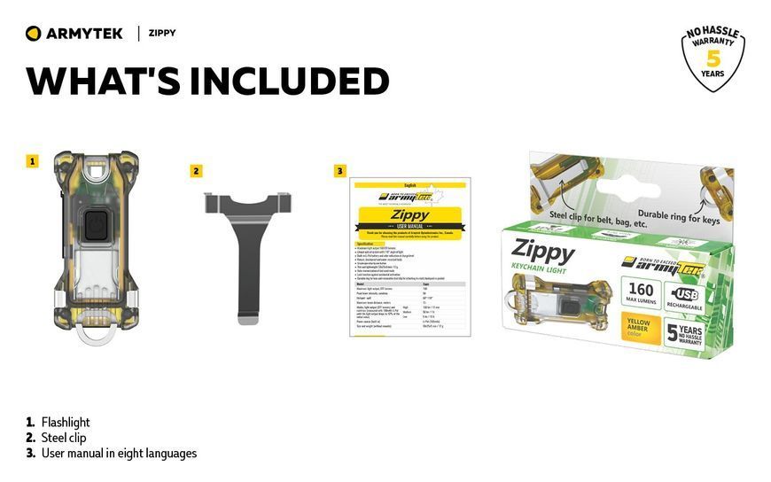 Ліхтар Armytek Zippy (F06001Y) жовтий F06001Y фото