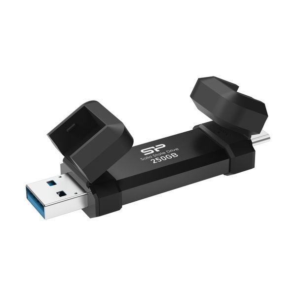 Зовнішній SSD Silicon Power DS72 250GB USB 3.2 Gen 2 USB-A + USB-C (SP250GBUC3S72VPK) Чорний SP250GBUC3S72VPK фото