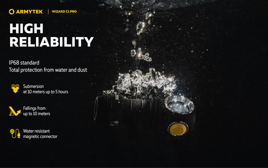 Ліхтар Armytek Wizard C1 Pro Magnet USB Warm (F09001W) F09001W фото