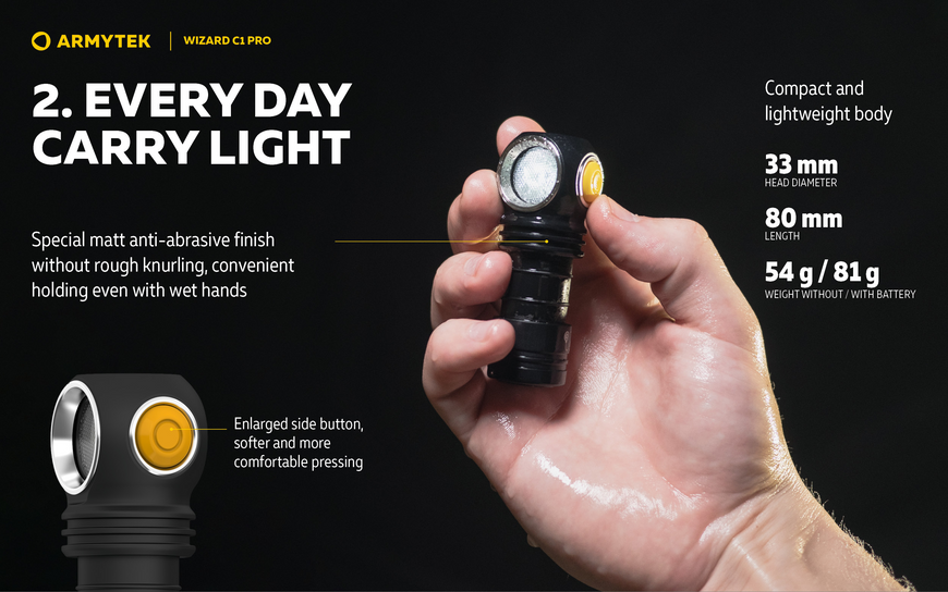 Ліхтар Armytek Wizard C1 Pro Magnet USB Warm (F09001W) F09001W фото