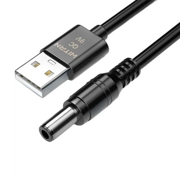 Кабель живлення для роутера WITRN UQC006 USB-A to DC 5.5x2.5мм 12V, QC 2.0/3.0, 1м Чорний UQC006 фото