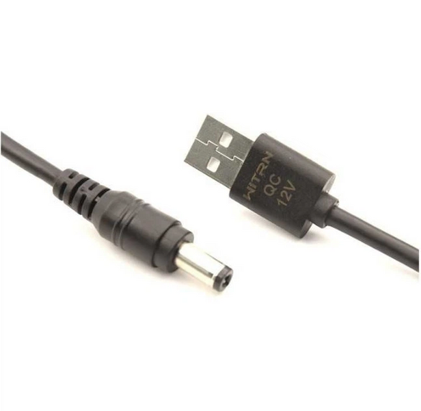 Кабель живлення для роутера WITRN UQC006 USB-A to DC 5.5x2.5мм 12V, QC 2.0/3.0, 1м Чорний UQC006 фото