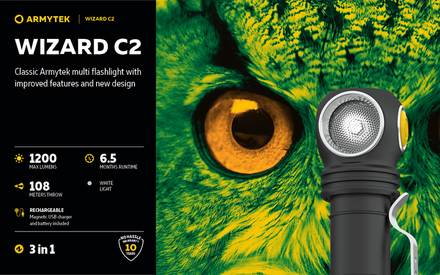 Ліхтар Armytek Wizard C2 Magnet USB Warm (F08901W) F08901W фото