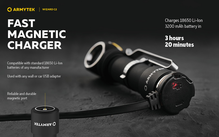 Ліхтар Armytek Wizard C2 Magnet USB Warm (F08901W) F08901W фото