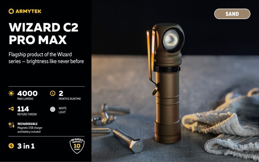 Ліхтар Armytek Wizard C2 Pro Max Magnet USB White (F06701C) F06701C фото
