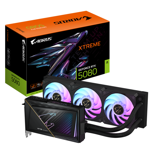 Відеокарта GIGABYTE AORUS GeForce RTX 5080 XTREME WATERFORCE 16G (GV-N5080AORUSX W-16GD) GV-N5080AORUSX W-16GD фото