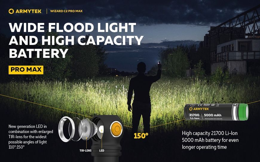 Ліхтар Armytek Wizard C2 Pro Max Magnet USB Warm (F06701W) F06701W фото