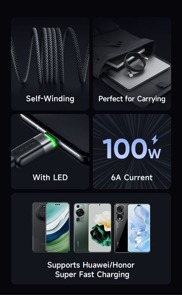 Кабель Mcdodo CA-5650 USB to USB-C Magnetic 6А 1.2м Чорний CA-5650 фото
