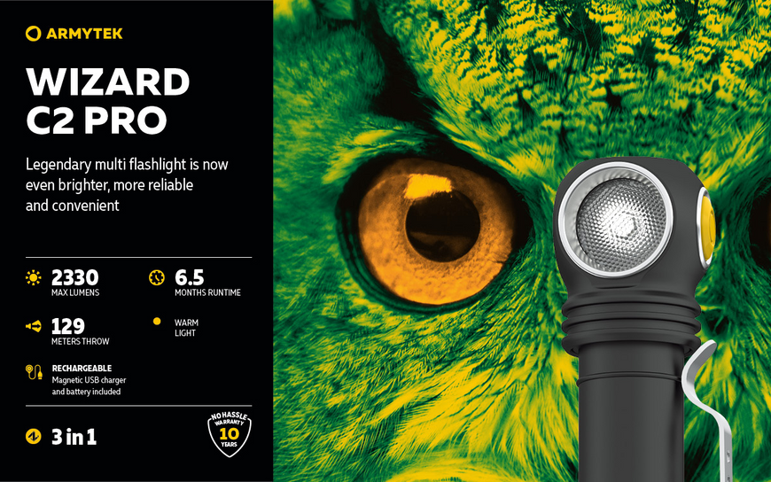 Ліхтар Armytek Wizard C2 Pro Magnet USB Warm (F08701W) F08701W фото